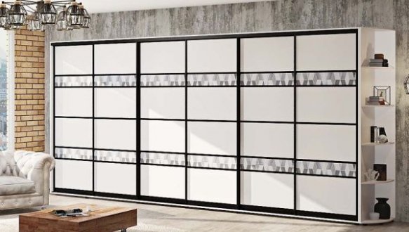 Шафа-купе Комфорт меблі Модель-5 білий глянець 6 дверна 520 см