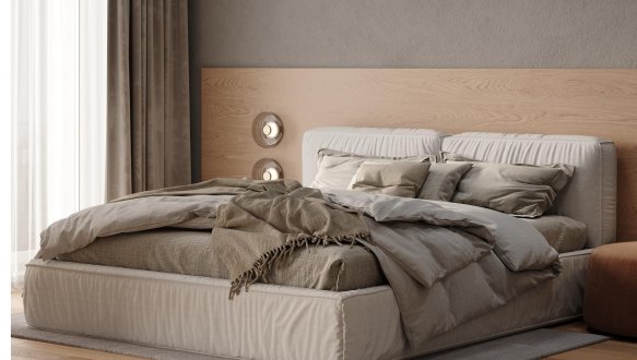 Ліжко двоспальне м'яке Woodsoft Toledo / Толедо з підйомним механізмом та нішею для білизни