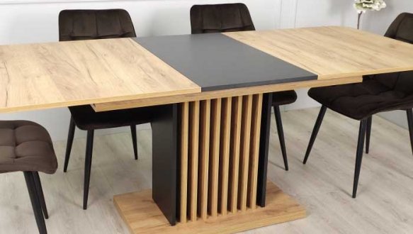 Стіл обеденный раскладной TREND D-C MAX Интарсио Дуб Крафт Золотой/Черный 160/210 см 3