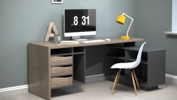 Комп'ютерний стіл Connect 2 Інтарсіо Правий/Лівий Дуб Сонома Трюфель/Антрацит 180 см 3