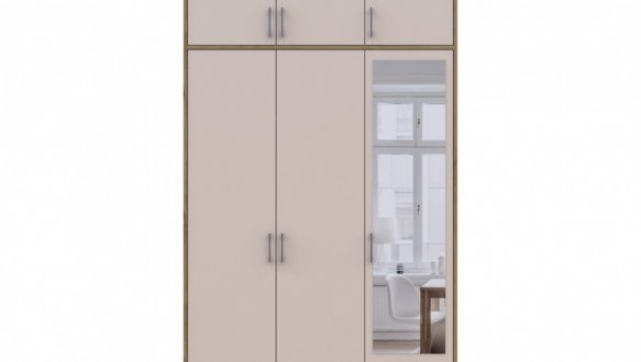 Шкаф для одежды Дорос Ронди кашемир с высокой антресолей и зеркалом 3-дверный 121 см 2