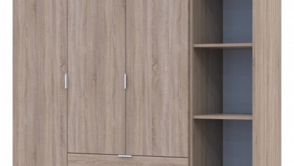 Шкаф Дорос Гелар дуб сонома с Этажеркой 3-х дверный 154,4 см 2