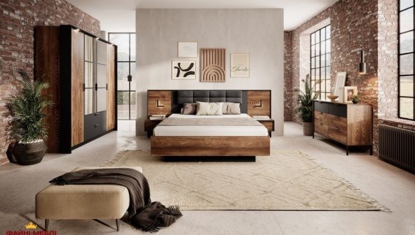 Спальня Milton/Милтон Perfect Home №2 с шкафом 4D2S и тумбами