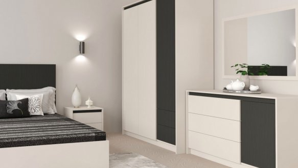 Шафа Гербор SZF3D2S Монако 3 дверна з 2 шухлядами Кашемір / Елегантний сірий софттач 150 см 2