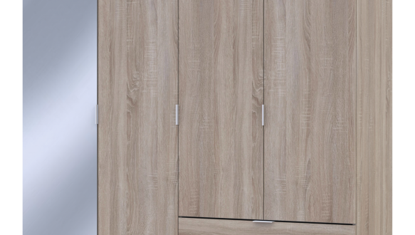 Шкаф для одежды Дорос Гелар дуб сонома 3-х дверный/Зеркало 155 см