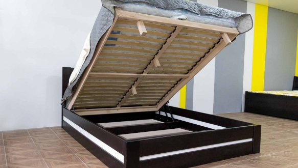 Ліжко дерев'яне Дрімка Лотос з підйомним механізмом та нішею для білизни Бук 5