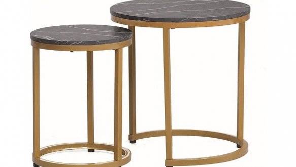 Журнальный столик Hola черный эффект мрамора/золото