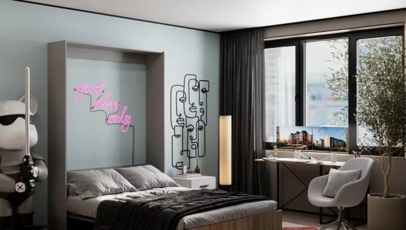 Кровать двуспальная шкаф трансформер Art in Head Mitra / Митра 140 см 8