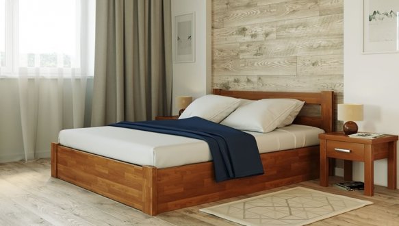 Ліжко дерев'яне Лев Соня з підйомним механізмом і нішею для білизни масив Бук 2