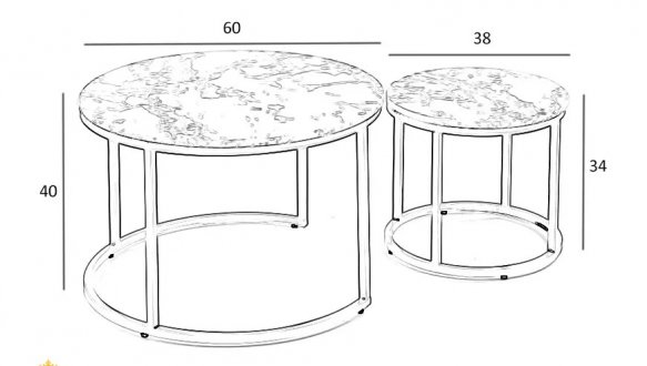 Стіл журнальний Paola чорний мармур/золотий 0