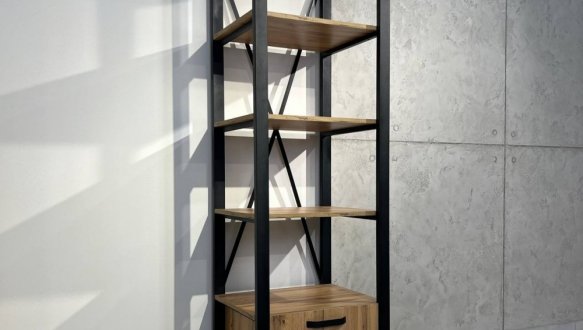 Стеллаж LOFT 600 1Д Дуб Сонома / Чёрный мат MebliRoMax 2
