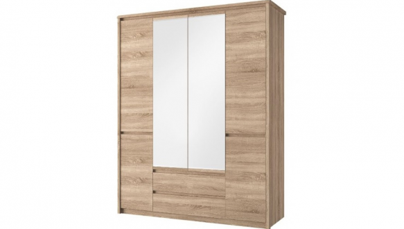 Шафка з дзеркалом Мебельбос 6d2S 4 дверна дуб сонома Somma 166 см