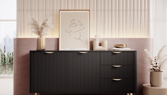 Модульна вітальня Lante Чорний/Золоті ніжки 1