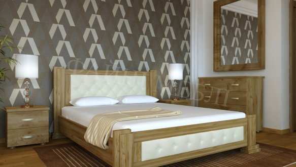 Ліжко двоспальне дерев'яне Явіто Техас з підйомним механізмом та нішою для білизни Масив Вільха / Ясен / Дуб 13