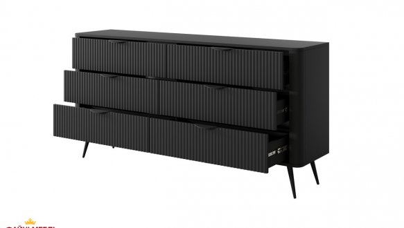 Комод Ланте / Lante 6S/163 Чорний/Чорні ніжки 3