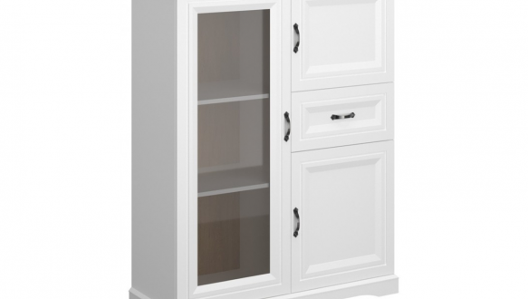 Витрина низкая 2D1W1S белый Riva