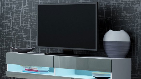 Тумба под ТВ Vigo / Виго RTV140 Белый мат/Серый глянец Cama Ширина 140 см