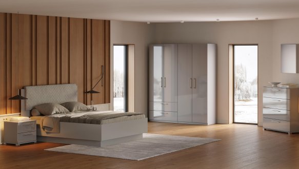 Модульная спальня Megi/Меги Миромарк Глянец шиншилла серый