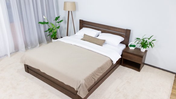 Ліжко дерев'яне Дрімка Лотос з підйомним механізмом та нішею для білизни Бук 16