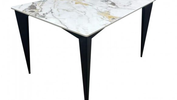 Стол NORMAN CERAMIC Интарсио gold Phoenix глянец / Черный каркас Не раскладной 120 см