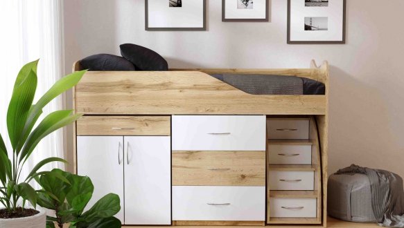 Ліжко кімната зі столом №5 Viorina deko Корпус Дуб Тахо 2