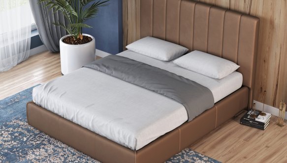 Кровать мягкая двуспальная Лев Венеция с подъемным механизмом и нишей для белья