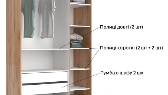 Шафа 3дв без дзеркал Міромарк Луна 3 дверна дуб крафт 140 см 6