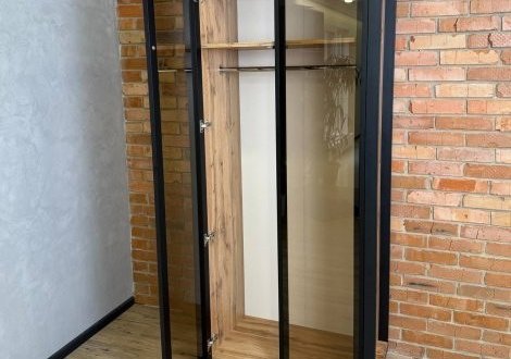 Шкаф 2Д LOFT Стекло Дуб сонома / Чёрный мат MebliRoMax 2