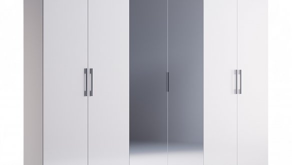 Шкаф 6дв с зеркалом Миромарк Фемели 6 дверный белый глянец 270 см