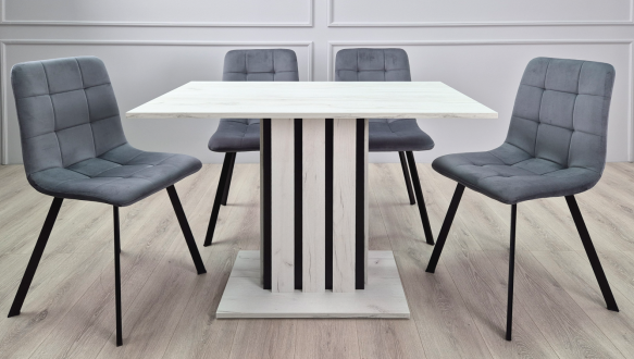 Стол обеденный STARLINE D/C Интарсио Дуб крафт белый/Черный Не раскладной 110 см 3