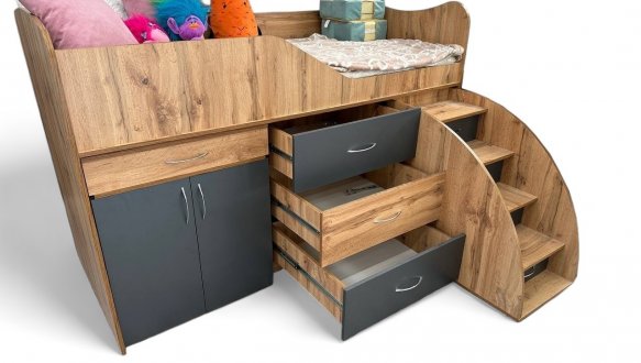 Ліжко кімната зі столом №5 Viorina deko Корпус Дуб Тахо 13