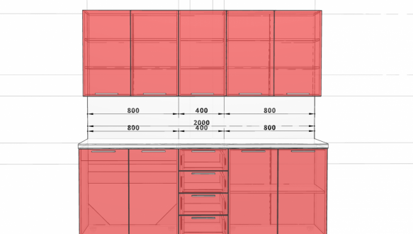 Кухня 2,0 м МДФ плівка Хай-тек Горизонталь/ДСП ЕКО 8