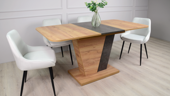 Стол кухонный раскладной FOREST D/A Интарсио Дуб Крафт Золотой/Ателье Темный 120/160 см 3