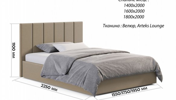 Ліжко м'яке двоспальне Віоріна Деко Лайн з підйомним механізмом та нішею для білизни 23