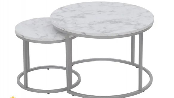 Стіл журнальний Paola мармур/срібло 5