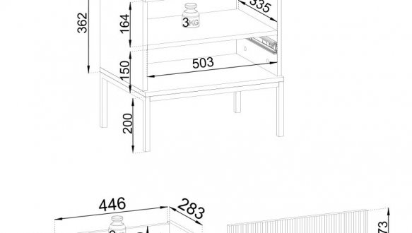 Тумба прикроватная с подсветкой Сенто/Sento S54 чёрный / дуб вотан Perfect Home ширина 53 см. 1