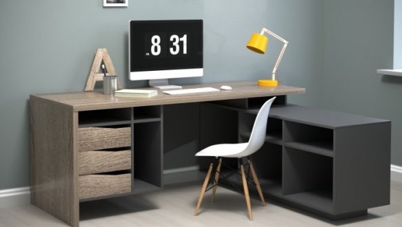 Комп'ютерний стіл Connect 1 Інтарсіо Правий/Лівий Дуб Сонома Трюфель/Антрацит 190 см 4