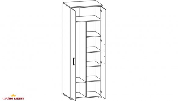 Шкаф комбинированный Гербор SZF2DC 2 дверный Прайм Кашемир / Черный 80 смй 0