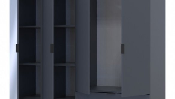 Шкаф для одежды Дорос Гелар графит 3-х дверный/Зеркало 155 см 0