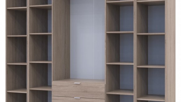 Шкаф Дорос Гелар дуб сонома с 2 Этажерками 4-х дверный 231,4 см 3