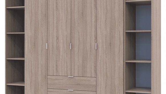 Шкаф Дорос Гелар дуб сонома с 2 Этажерками 4-х дверный 231,4 см 4