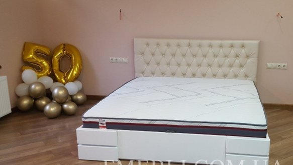 Ліжко дерев'яне Arbordrev Камелія ромб Білий Сосна / Бук 0