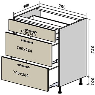 №46 Тумба нижня шухляди 70 Люкс RODOS