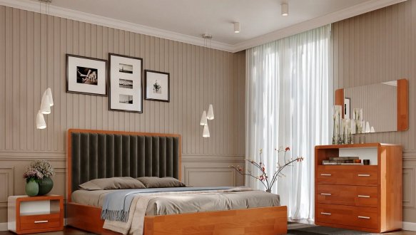 Ліжко дерев'яне з м'якою вставкою ArborDrev Глорія з підйомним механізмом та нішею для білизни Сосна / Бук 0