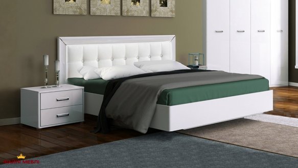 Кровать двуспальная с мягкой спинкой Миромарк Белла с подьемним механизмом и нишей для белья 2