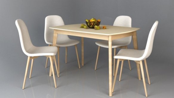 Стіл Exen II / Ексен II Інтарсіо Кремовий Розкладний 120/160 см 0