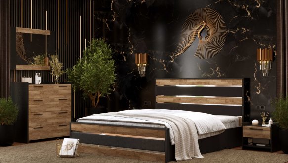 Кровать деревянная с декоративными вставками ArborDrev Оскар Сосна