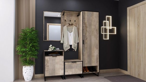 Тумба для обуви дуб гранж песочный F-0004 Форте 3