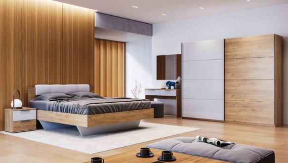 Модульная спальня Asti/Асти Миромарк Дуб крафт/Глянец белый 1