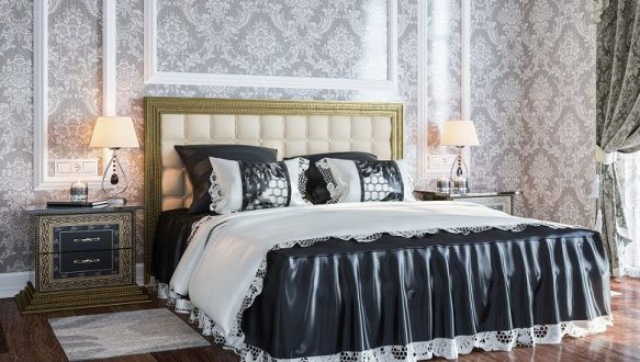 Ліжко з м'якою спинкою Софія Люкс